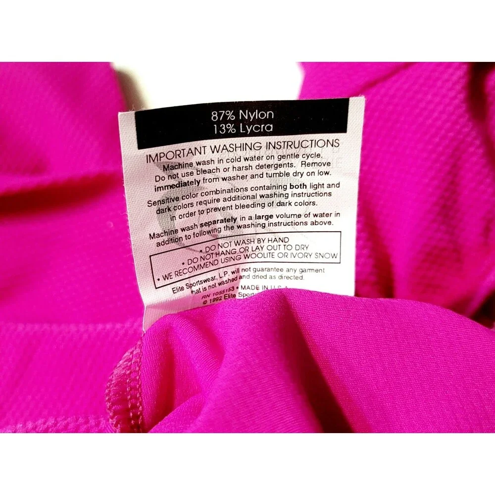 GK Elite VTG 90s AS Bright Pink Waffle Leotard Stretch Long Sleeve NWT Adult S
